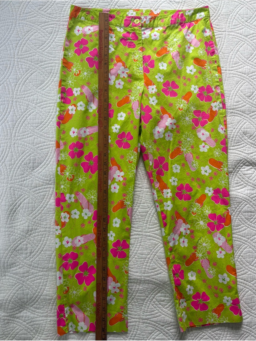 Oilily Girls Bright Lime Green Floral Pants XL - Picture 2 of 8